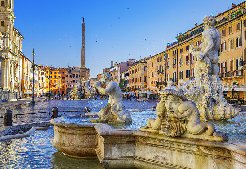 Fontana del Moro, Piazza Navona，罗马，意大利